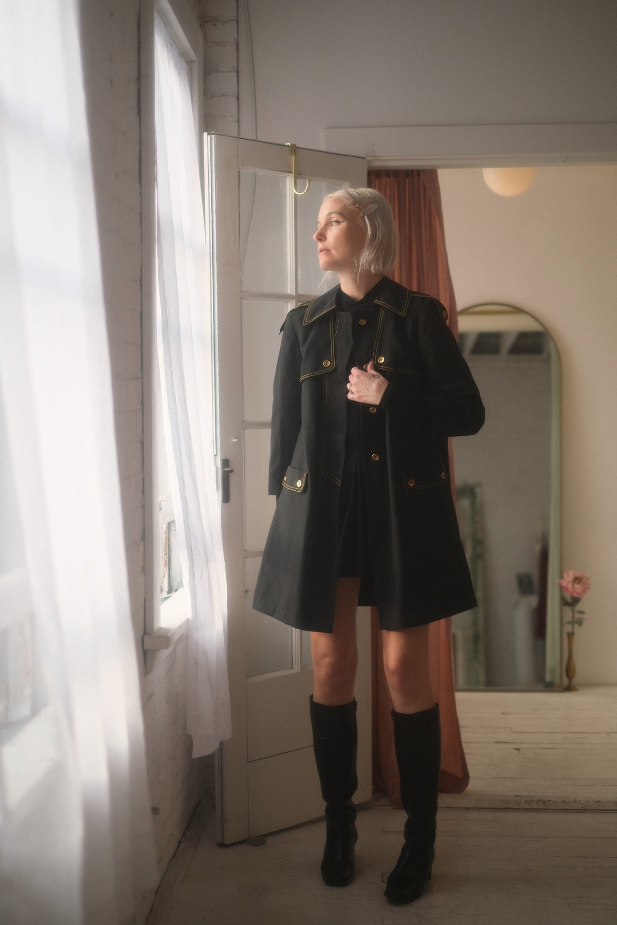 1960s Noir + Gold Trench