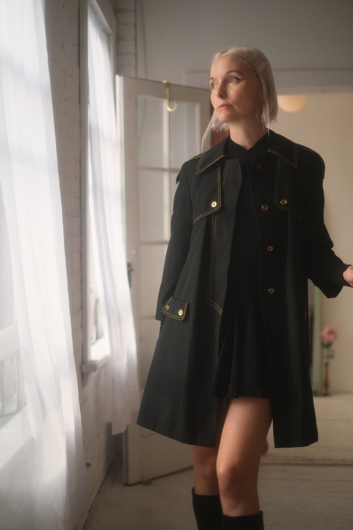 1960s Noir + Gold Trench