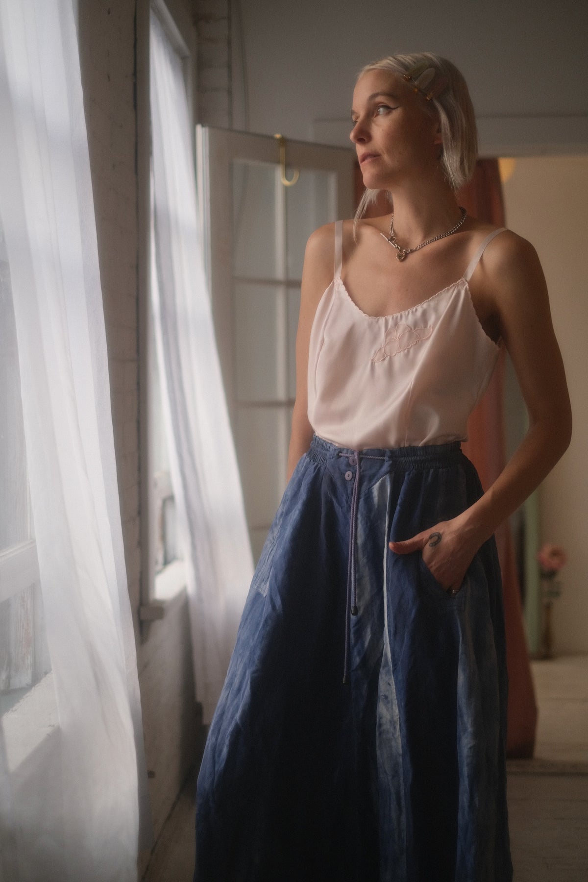 1980s Silk Watercolor Skirt