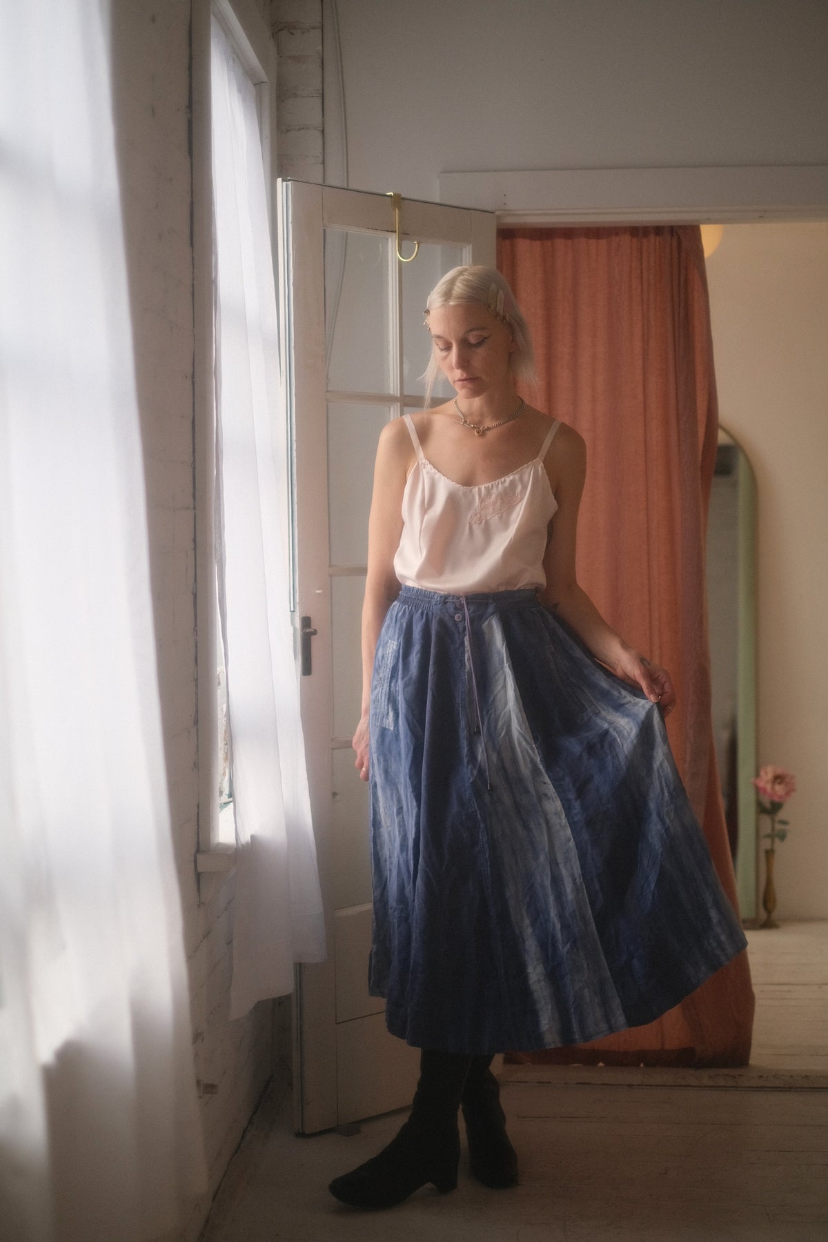 1980s Silk Watercolor Skirt