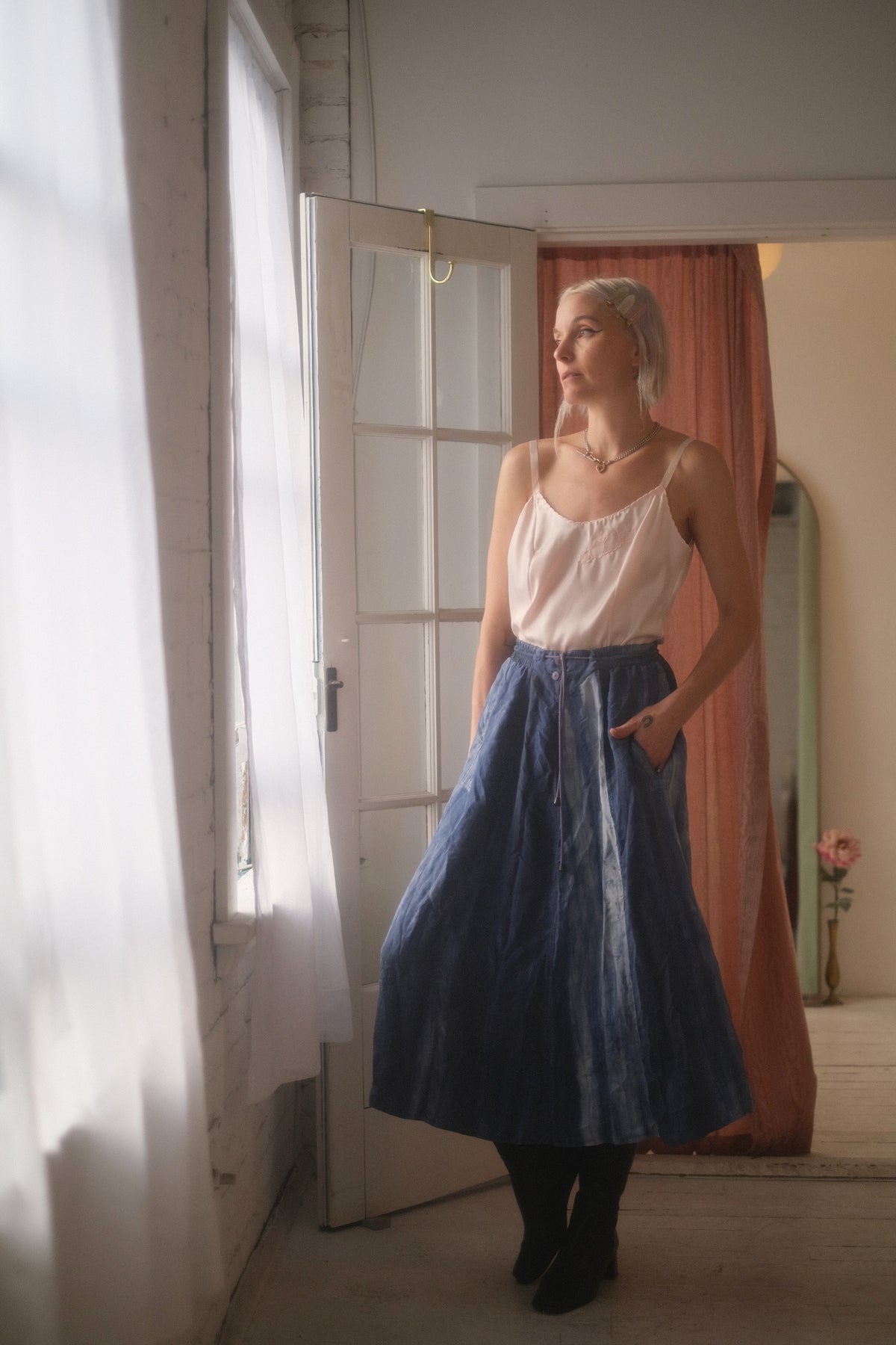 1980s Silk Watercolor Skirt