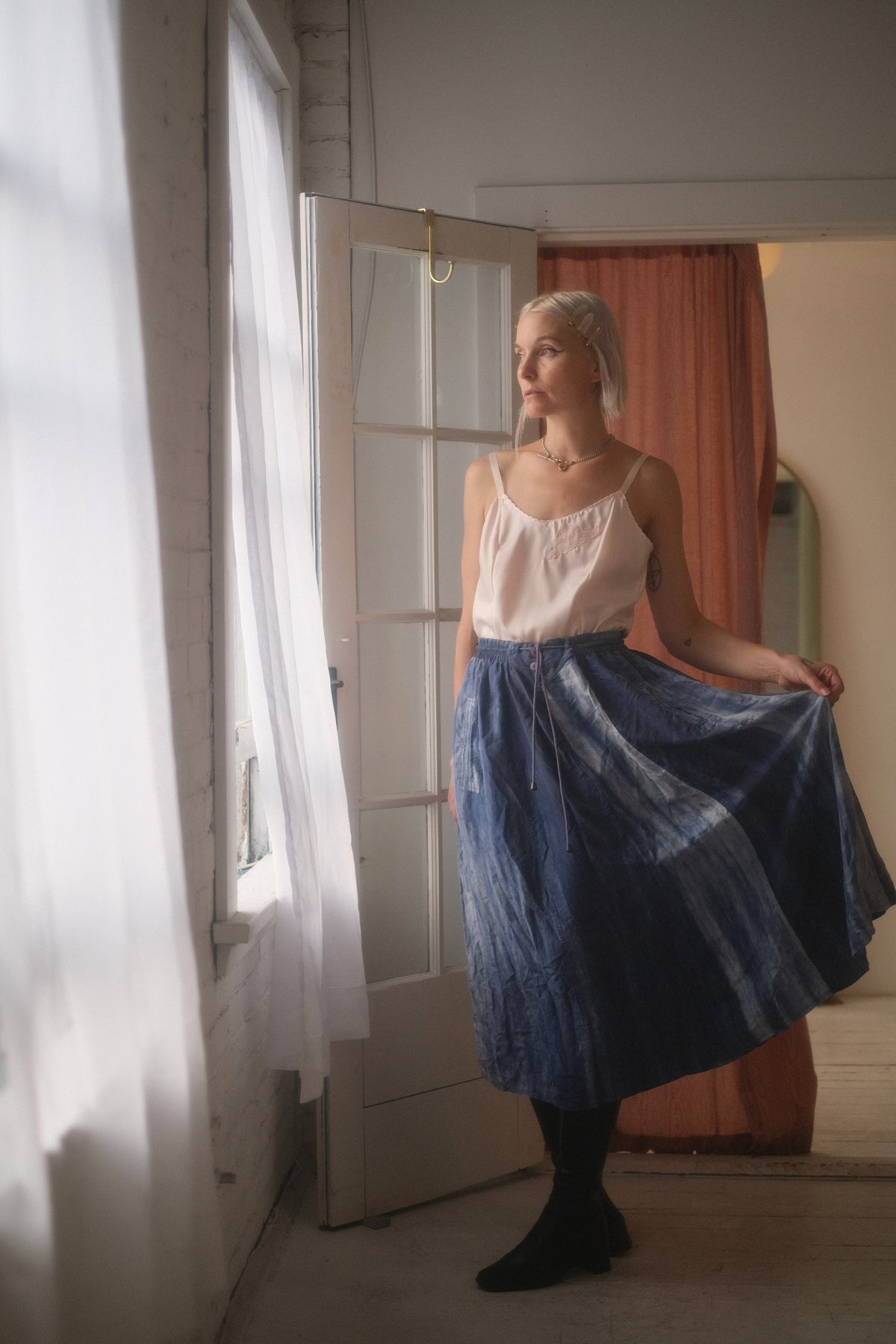 1980s Silk Watercolor Skirt