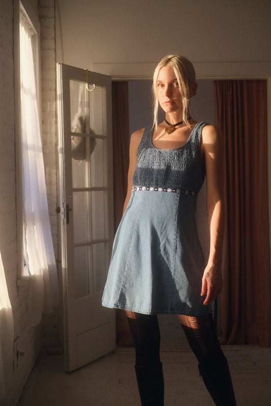 1990s Denim Daisy Dress