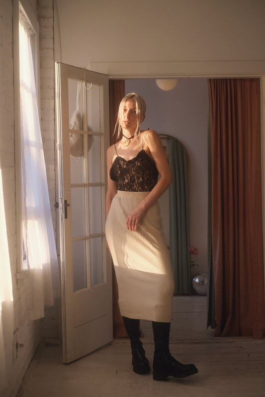 1980s Silk + Cashmere Knit Skirt