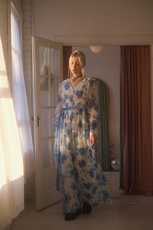 1970s Blue Bell Gown