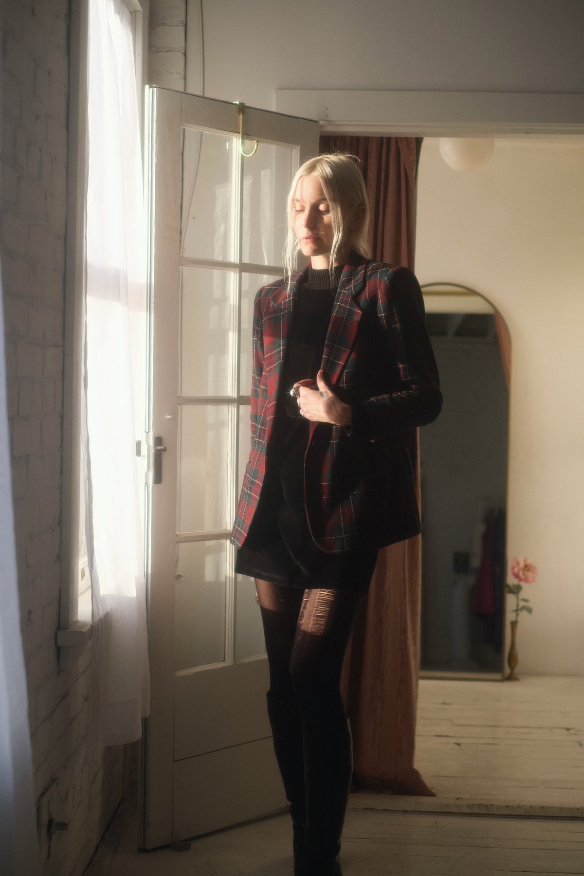 1980s Merlot Plaid Blazer