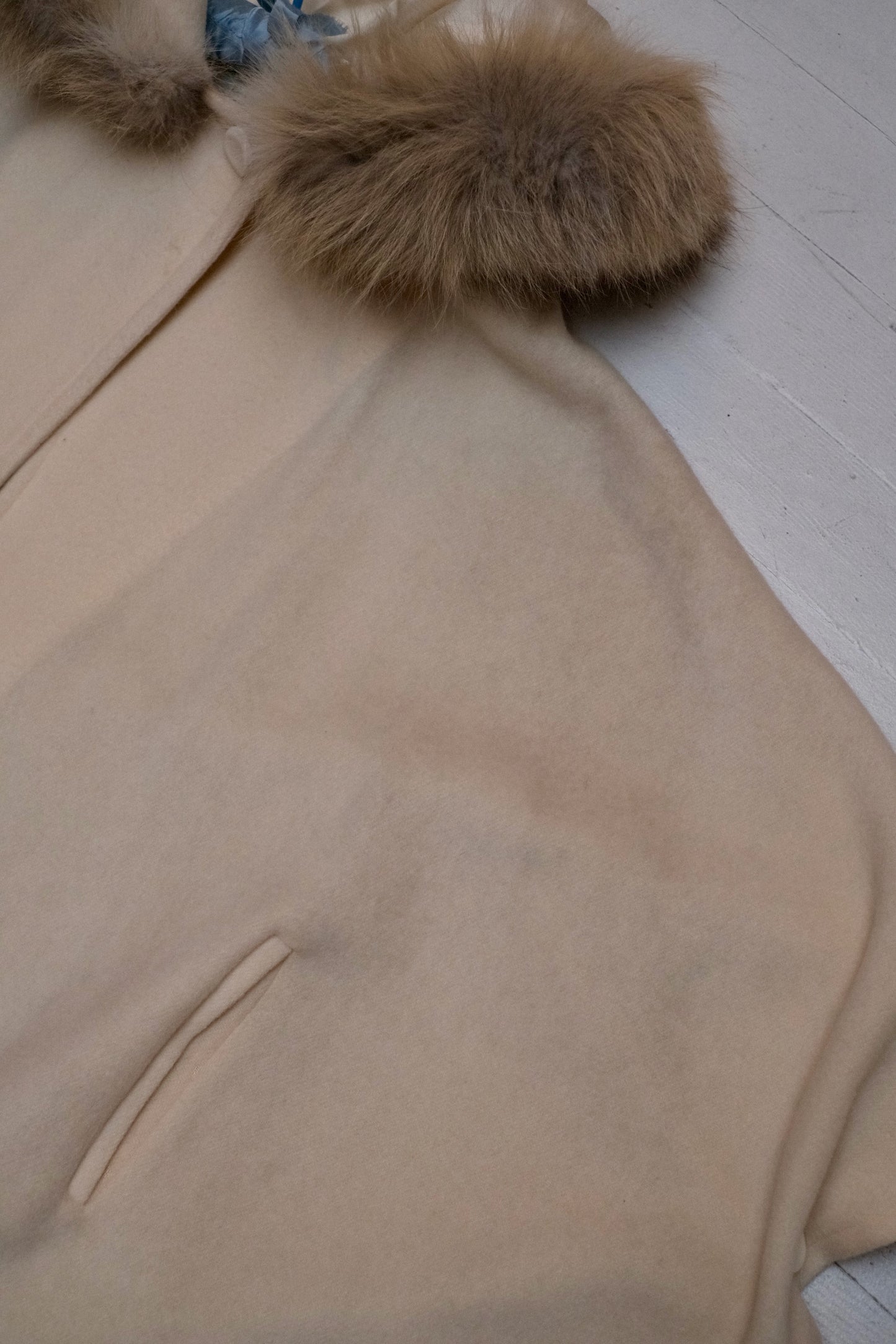 1980s Fur Hooded Ivory Cape