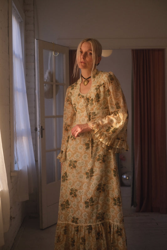 1970s Sage Rose Gown