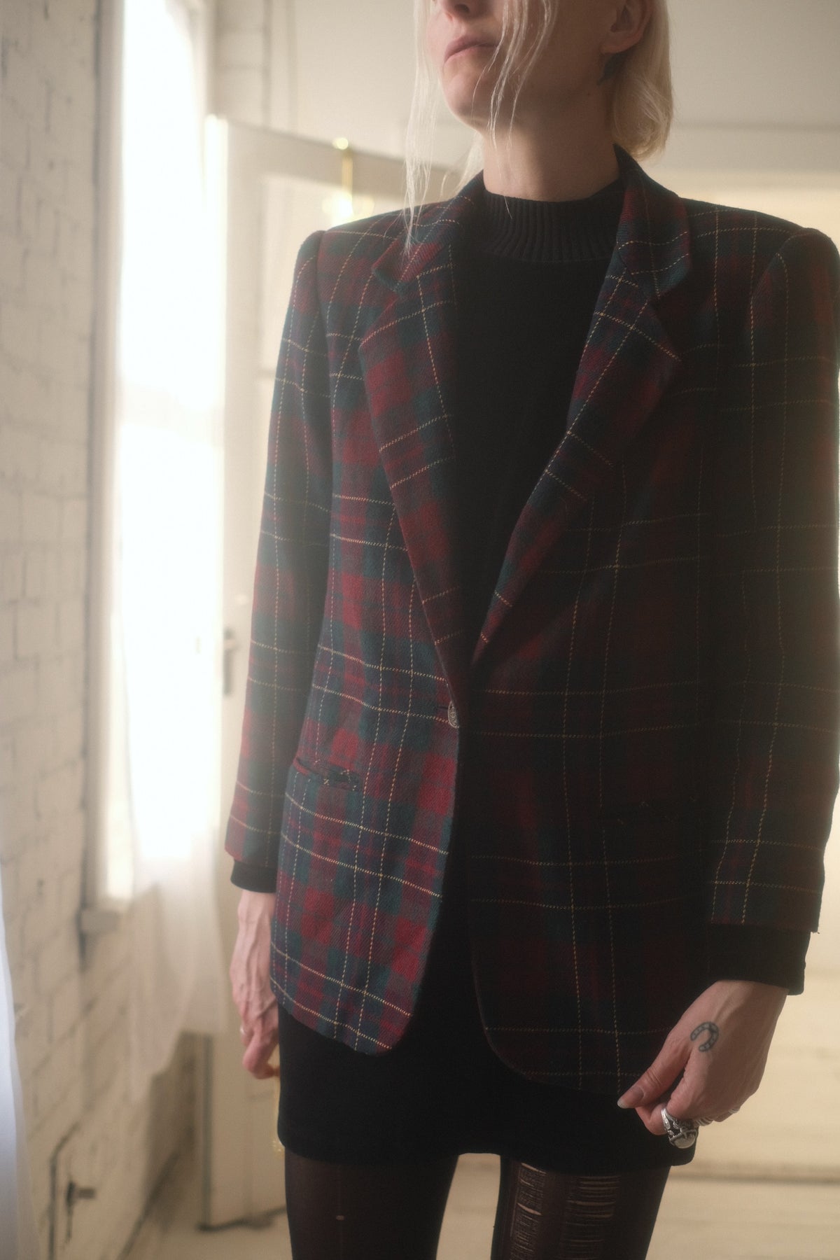 1980s Merlot Plaid Blazer