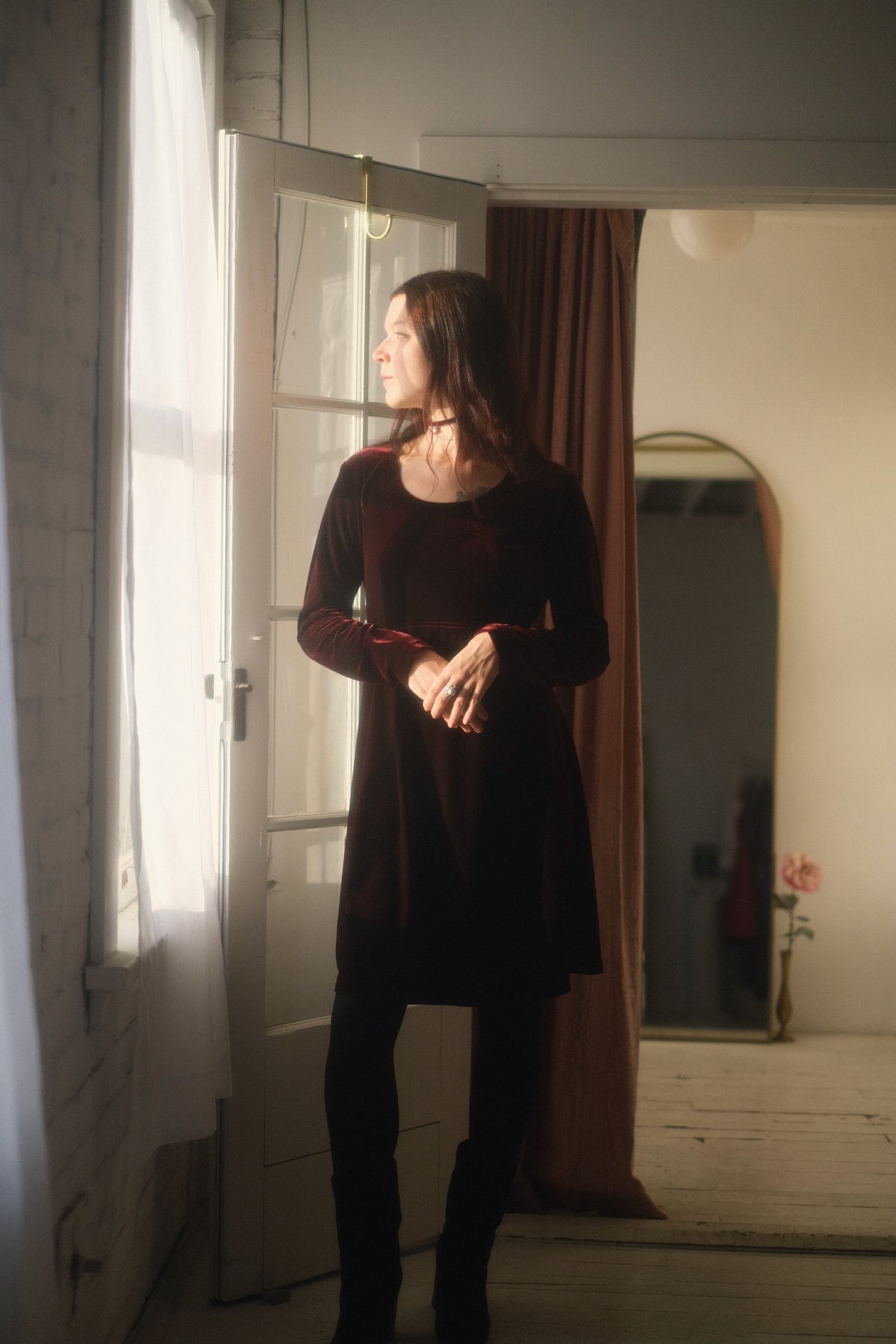 1990s Garnet Velvet Dress