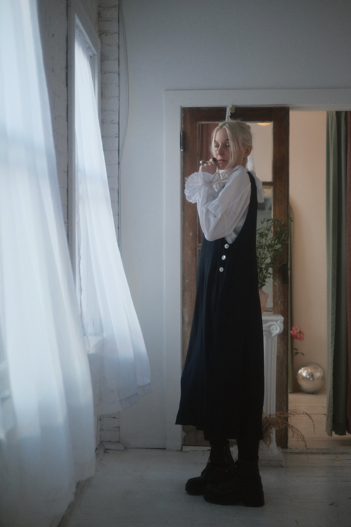 1980s Noir Pinafore Dress