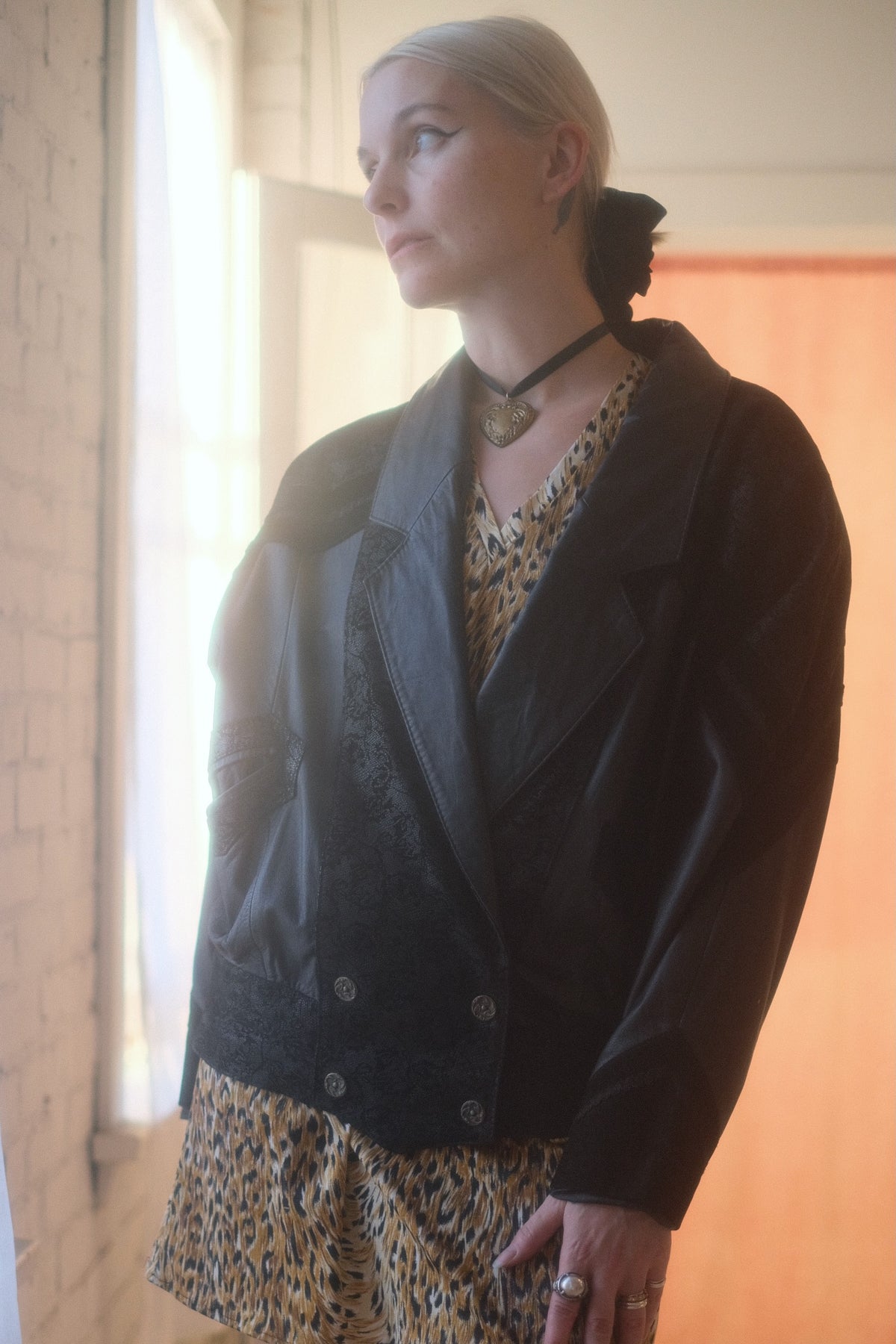1980s Floral Leather Jacket