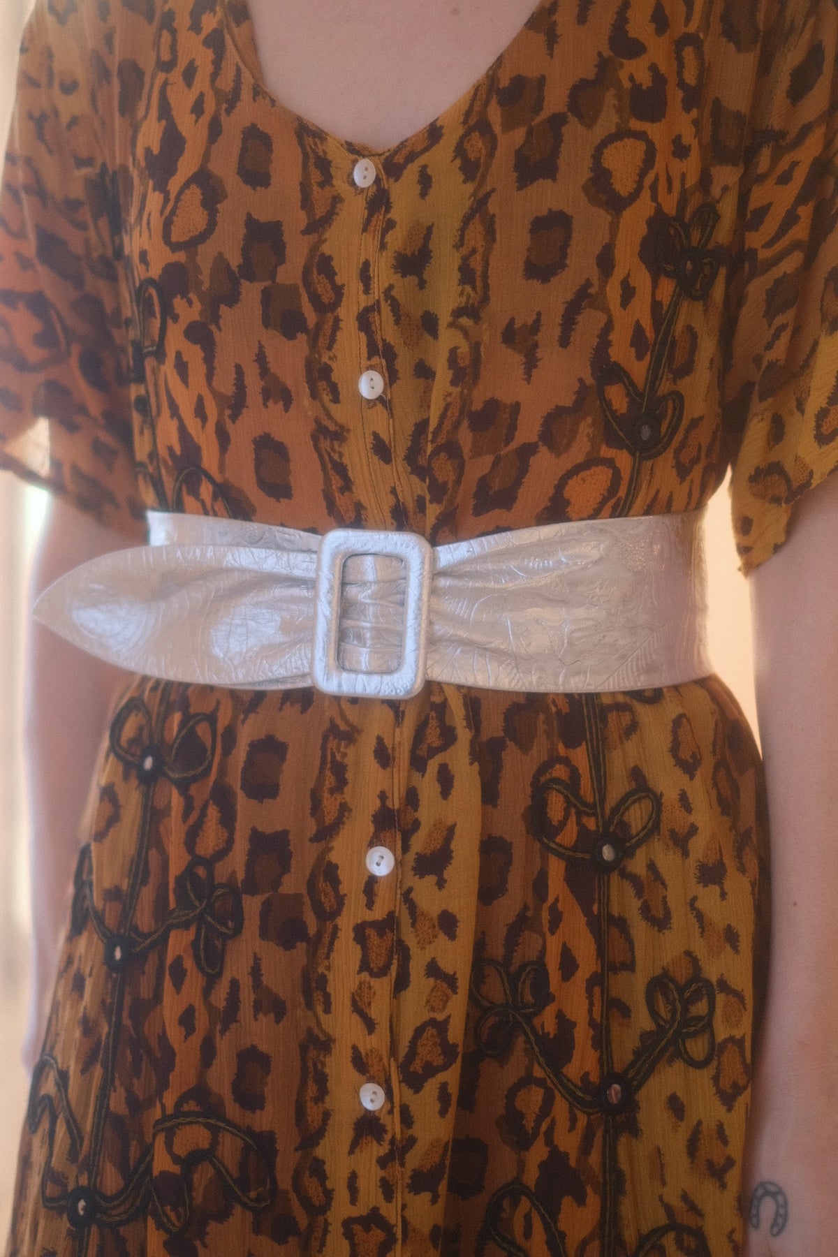 1980s Silver Flora Belt