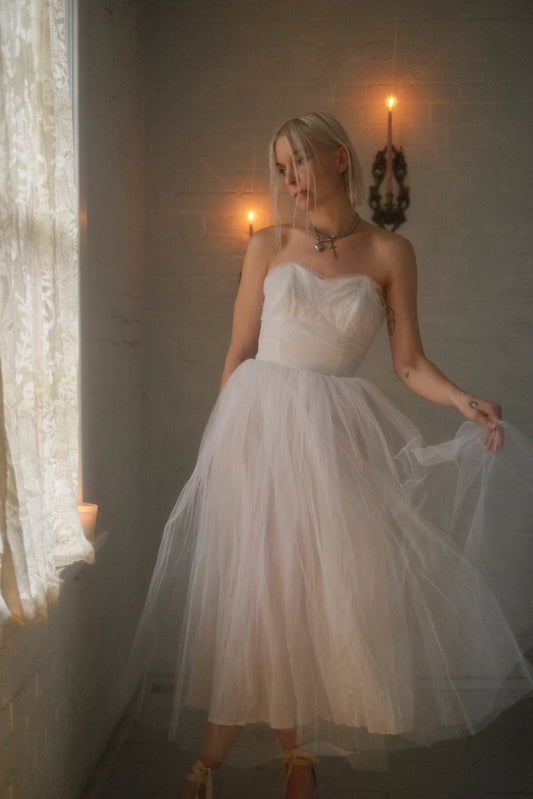 1950s Ivory Ballerina Gown
