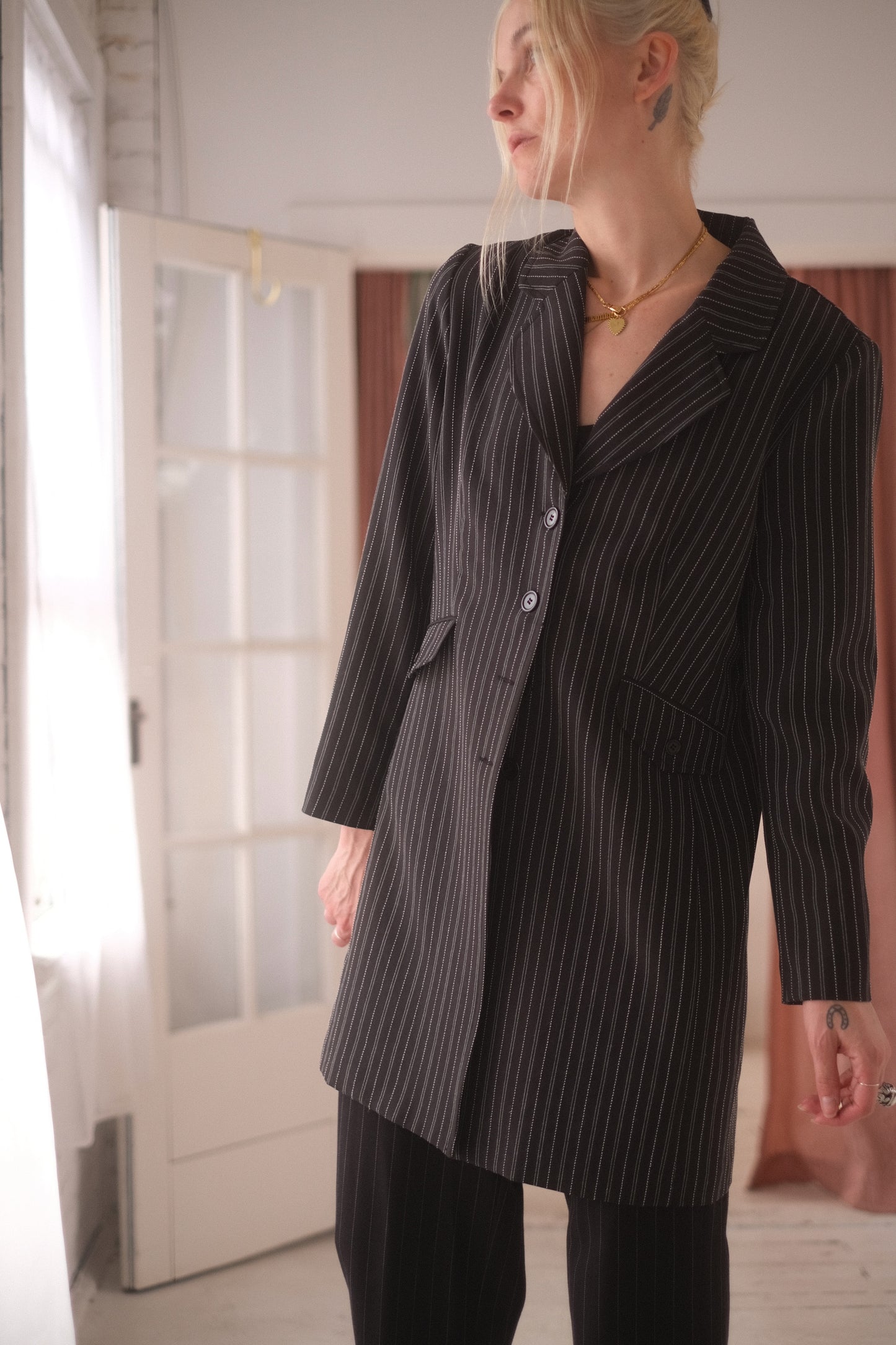 1990s Pinstripe Long Blazer