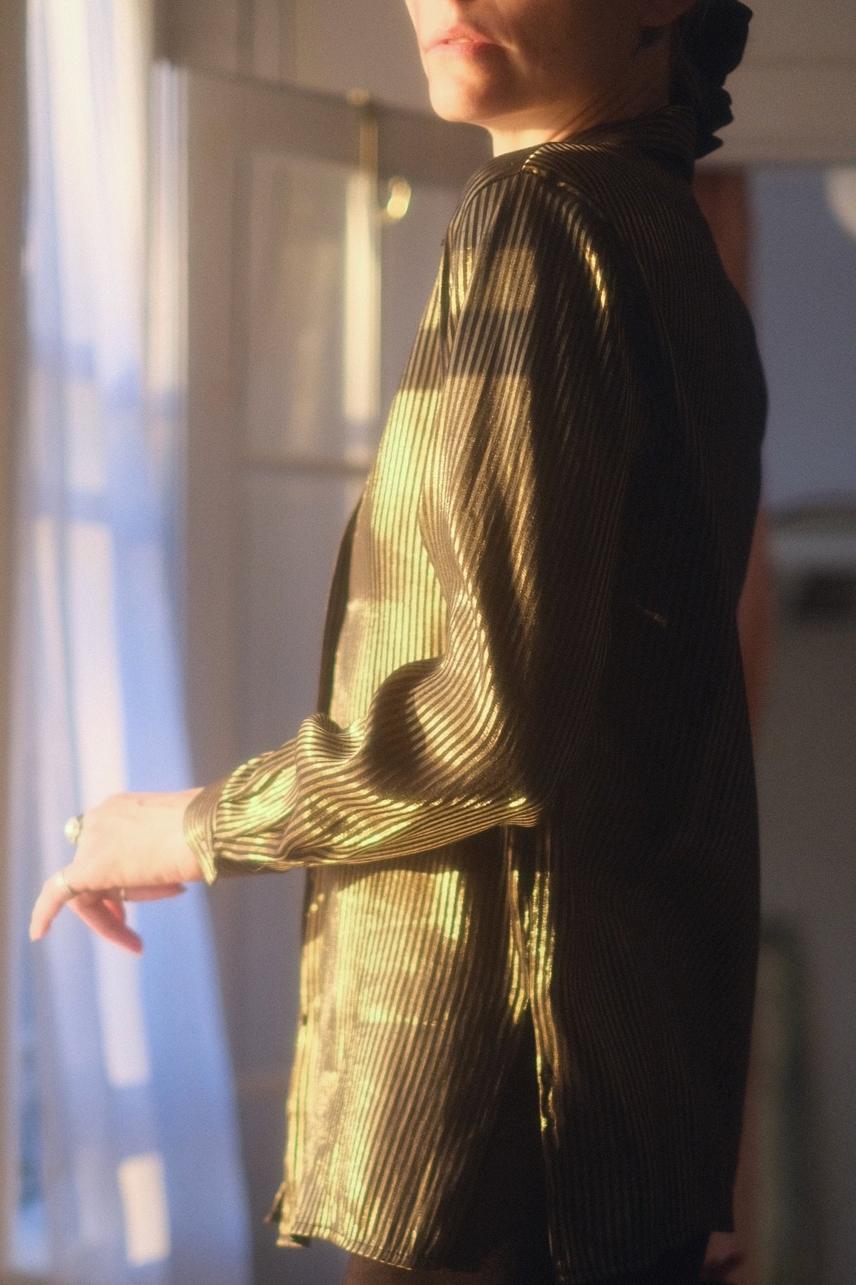 1990s Metallic Button Up