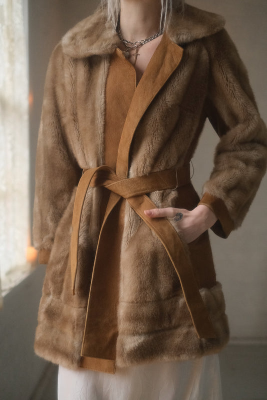 1960s Cinnamon Faux Fur Coat