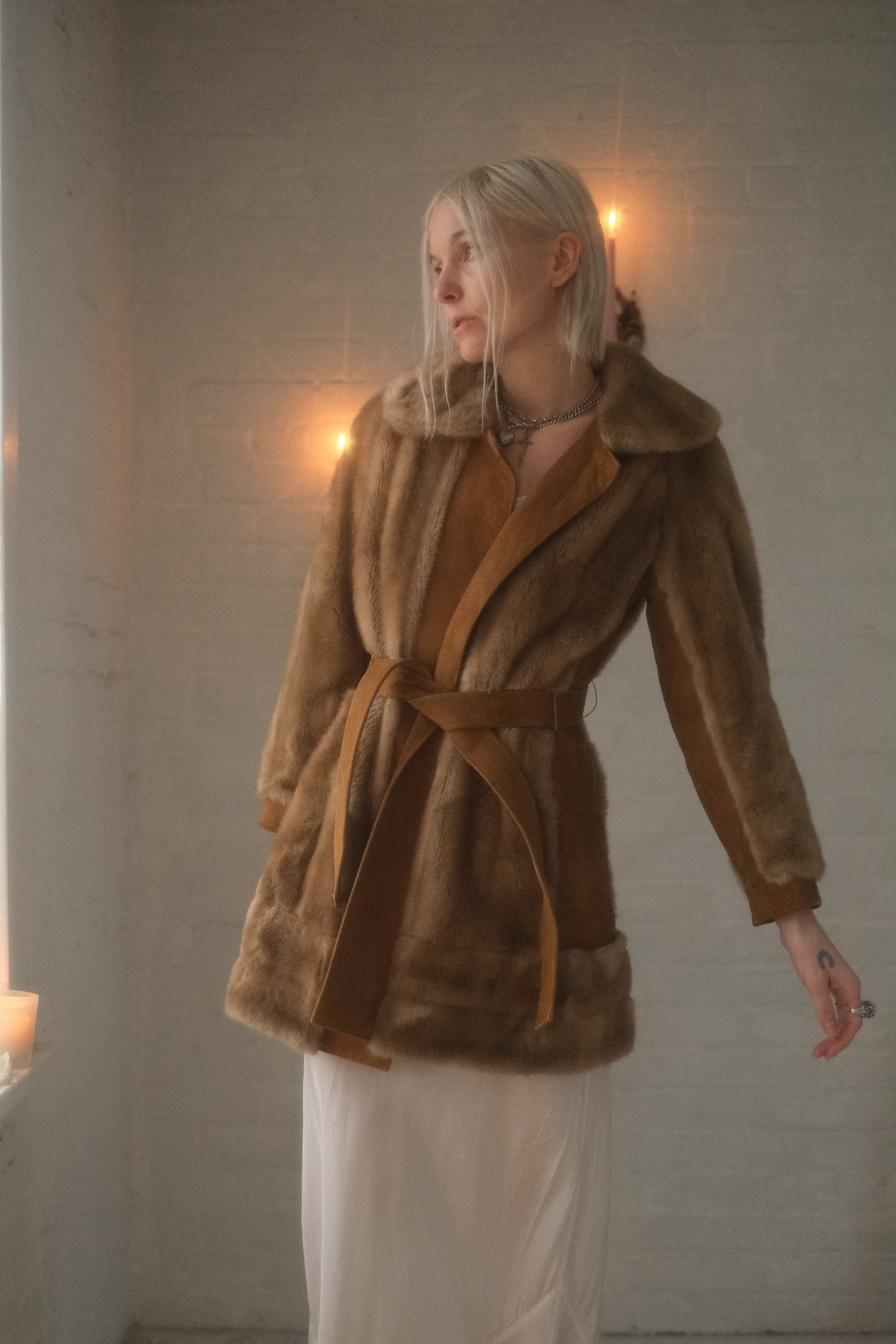 1960s Cinnamon Faux Fur Coat