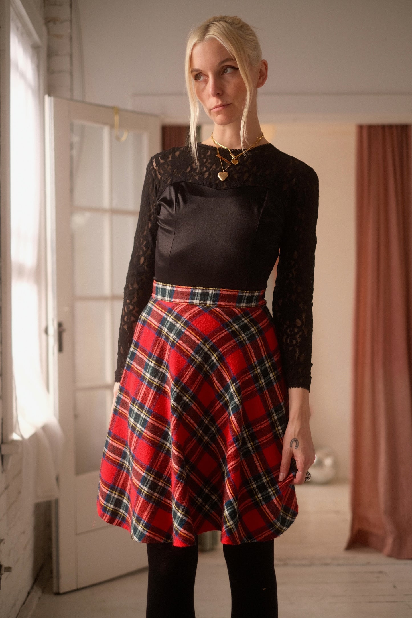 1970s Plaid Midi Skirt