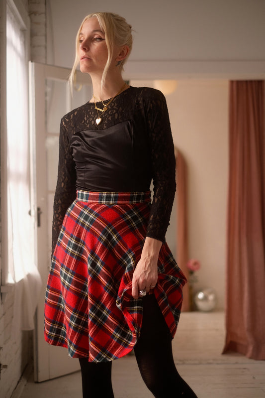 1970s Plaid Midi Skirt