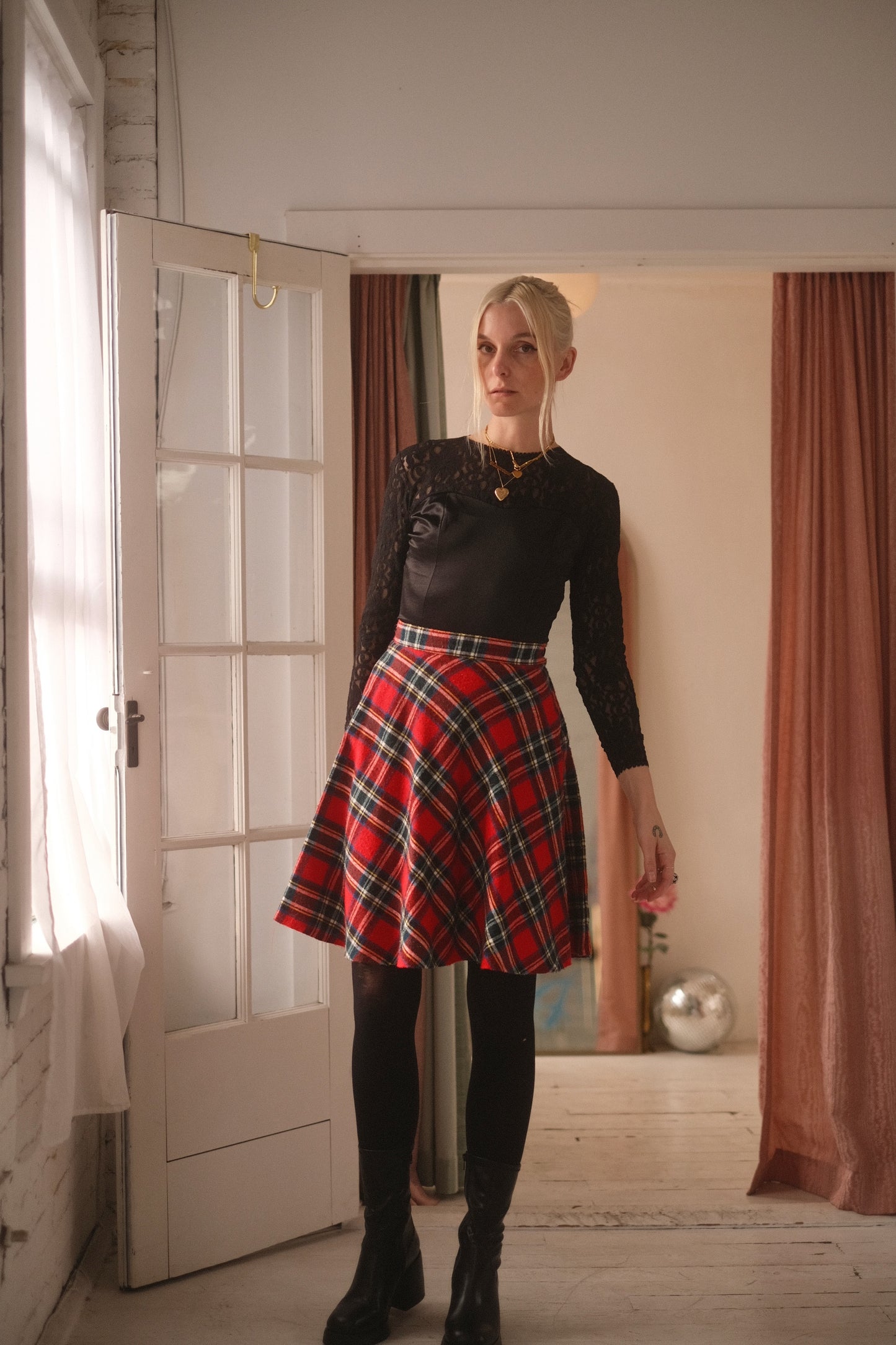 1970s Plaid Midi Skirt