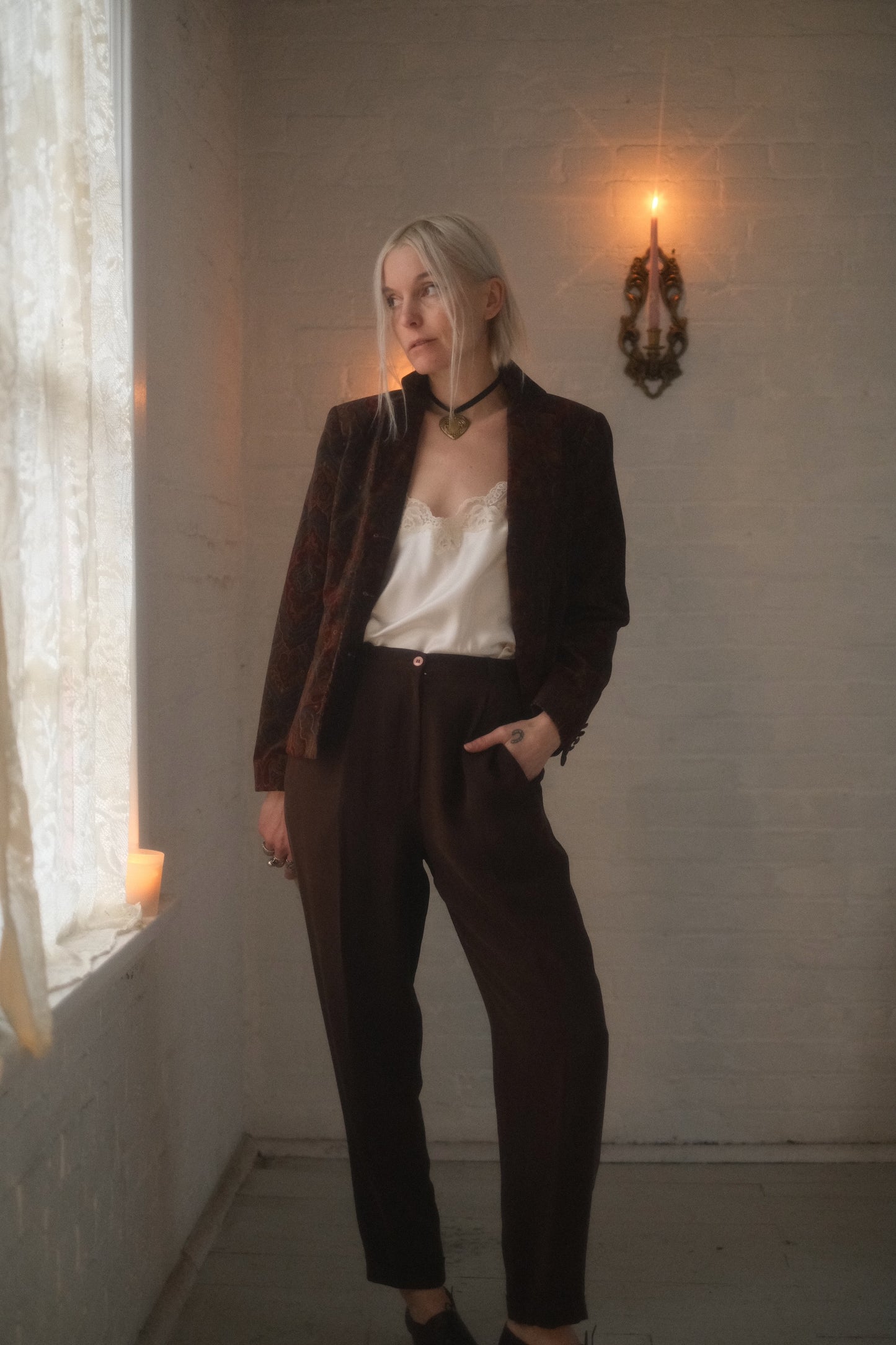1990s Mocha Silk Trousers