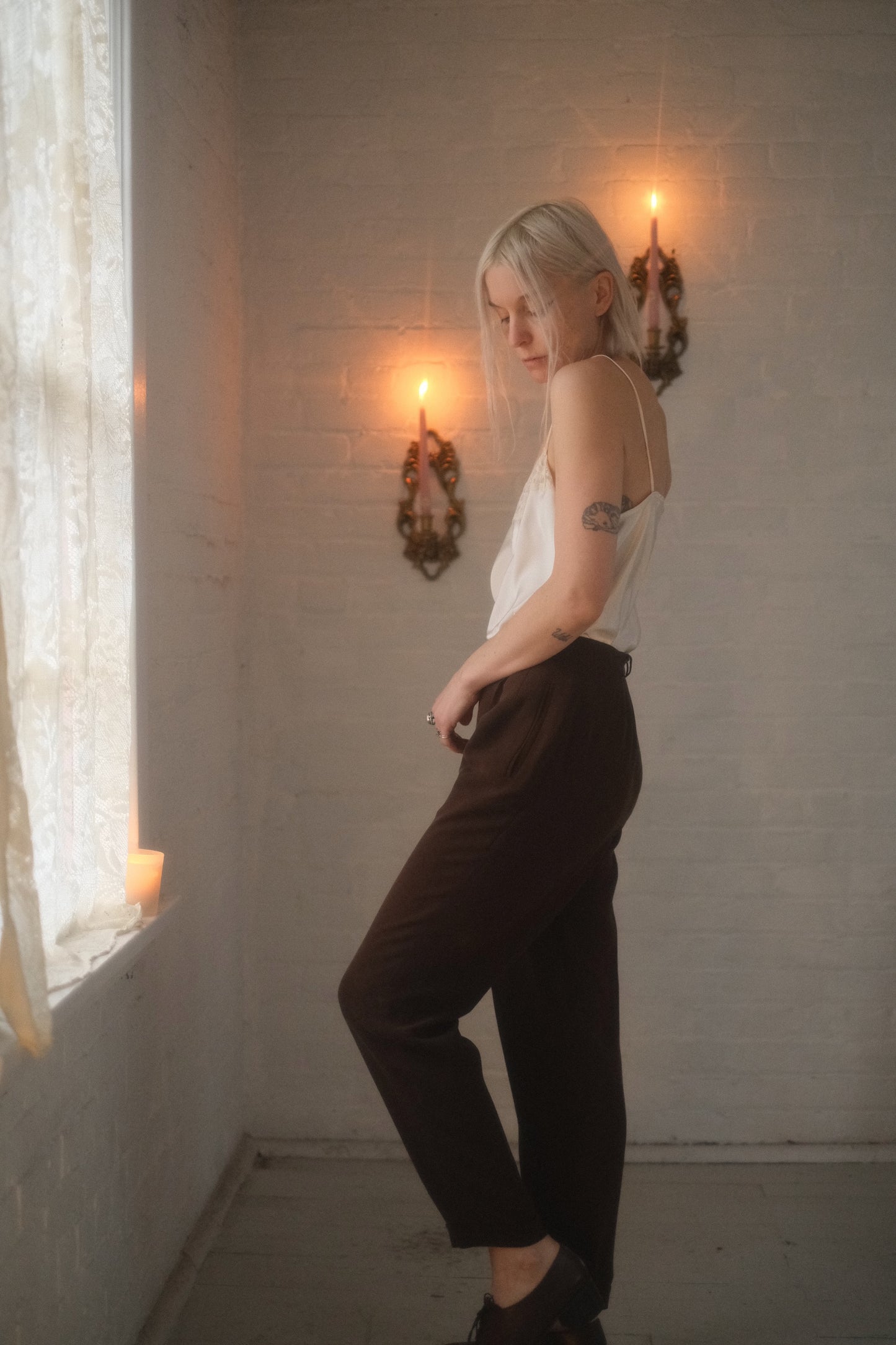 1990s Mocha Silk Trousers