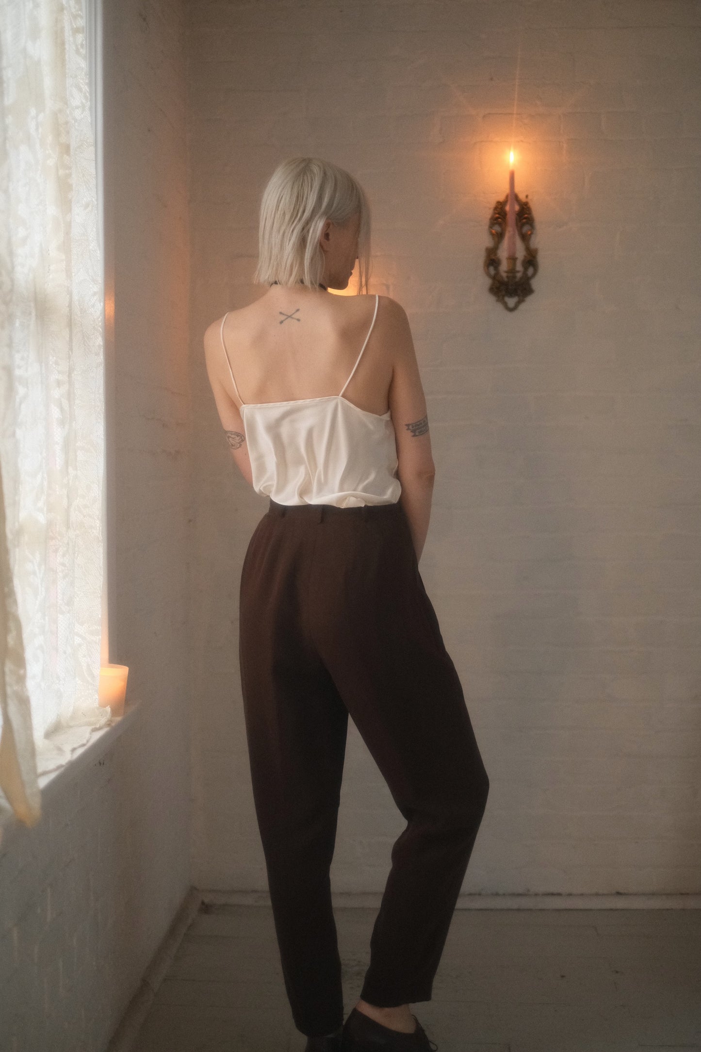 1990s Mocha Silk Trousers