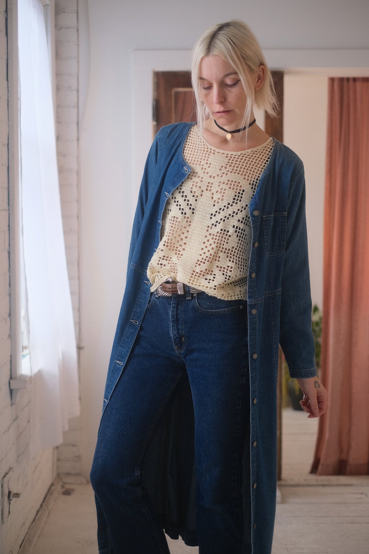 2000s Denim Duster / Dress