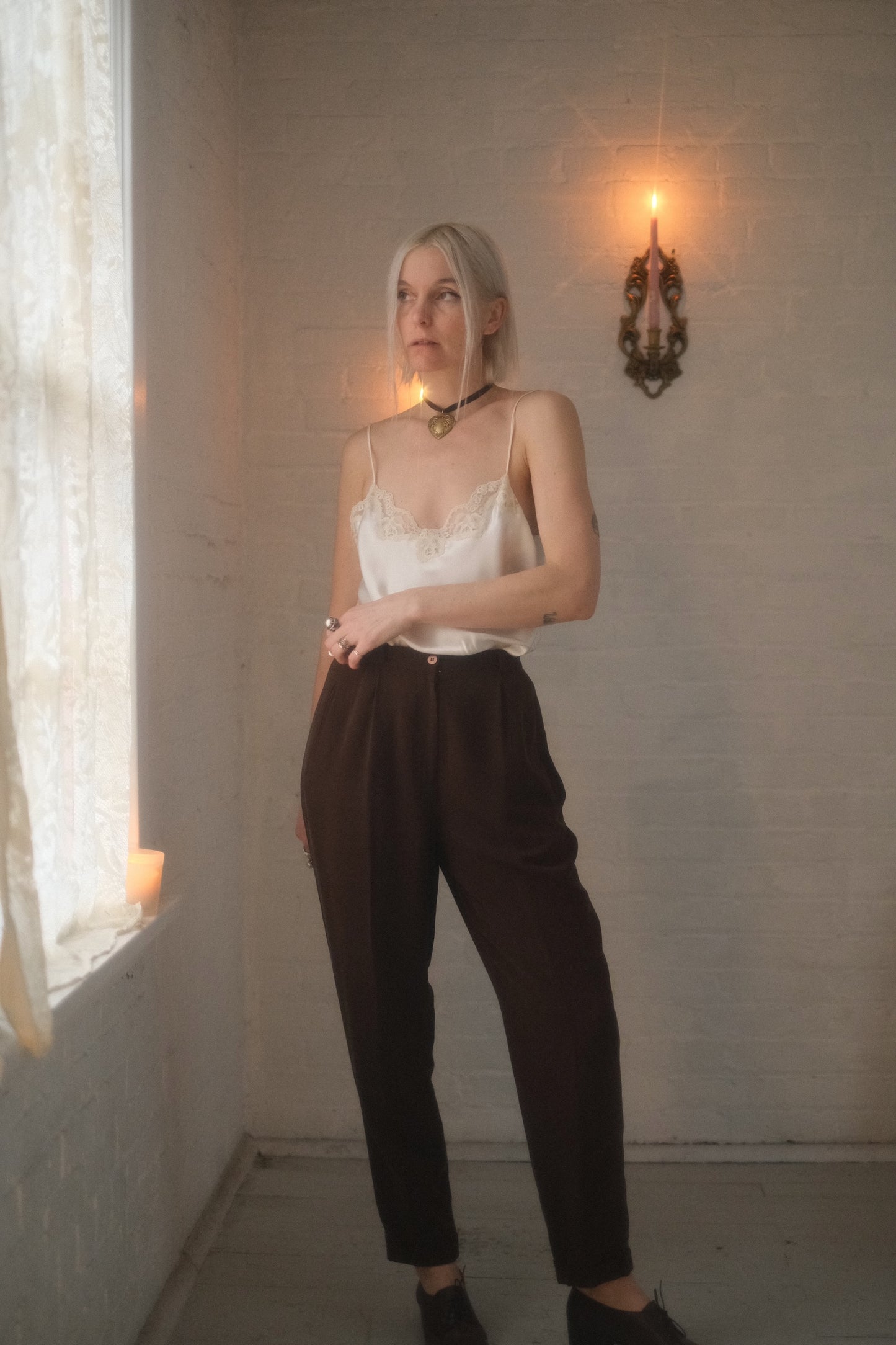 1990s Mocha Silk Trousers