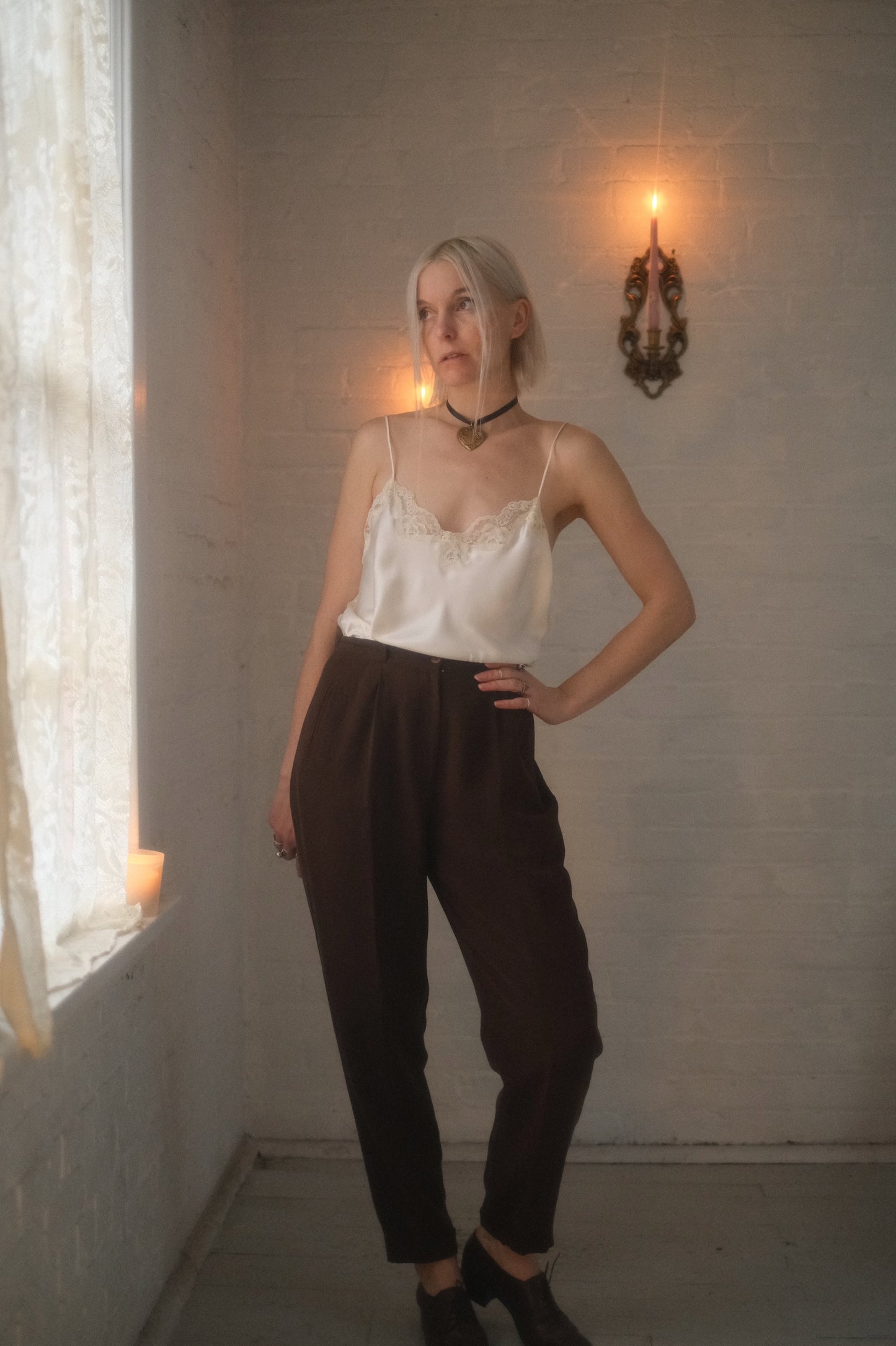 1990s Mocha Silk Trousers