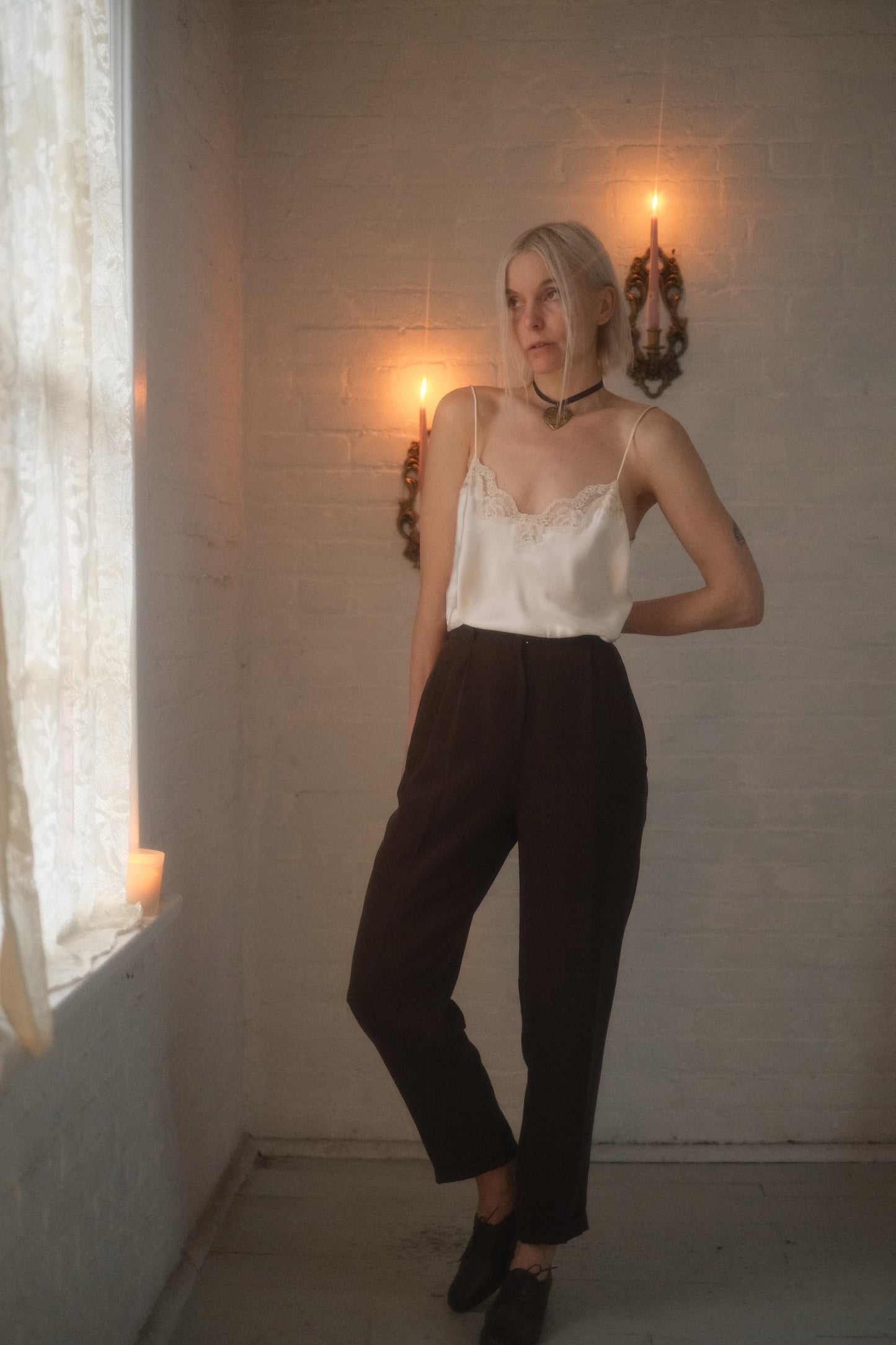 1990s Mocha Silk Trousers