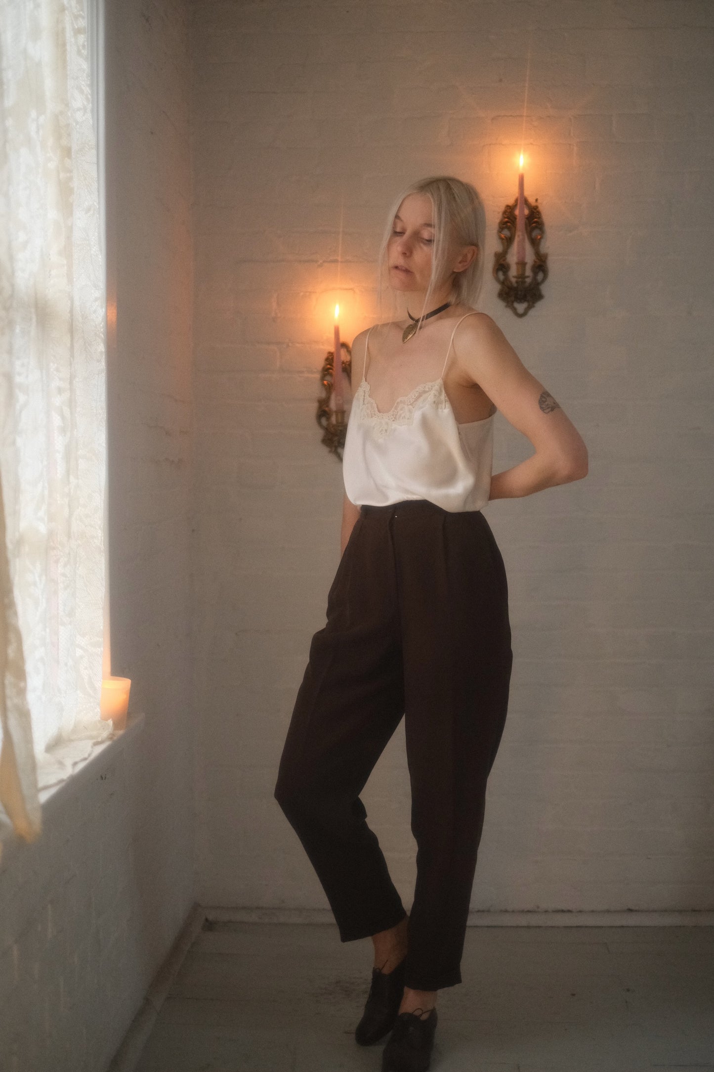 1990s Mocha Silk Trousers