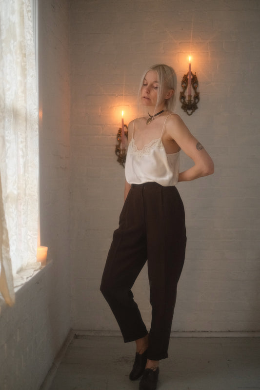 1990s Mocha Silk Trousers