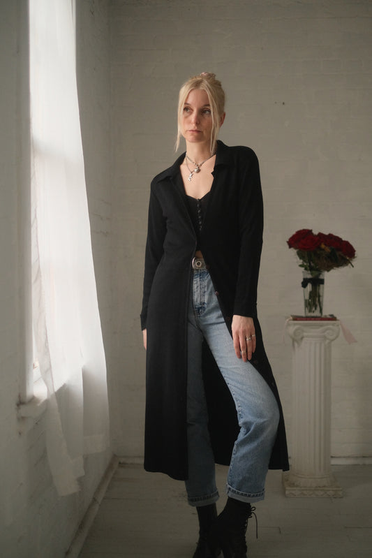 1990s Noir Knit Cardi / Dress