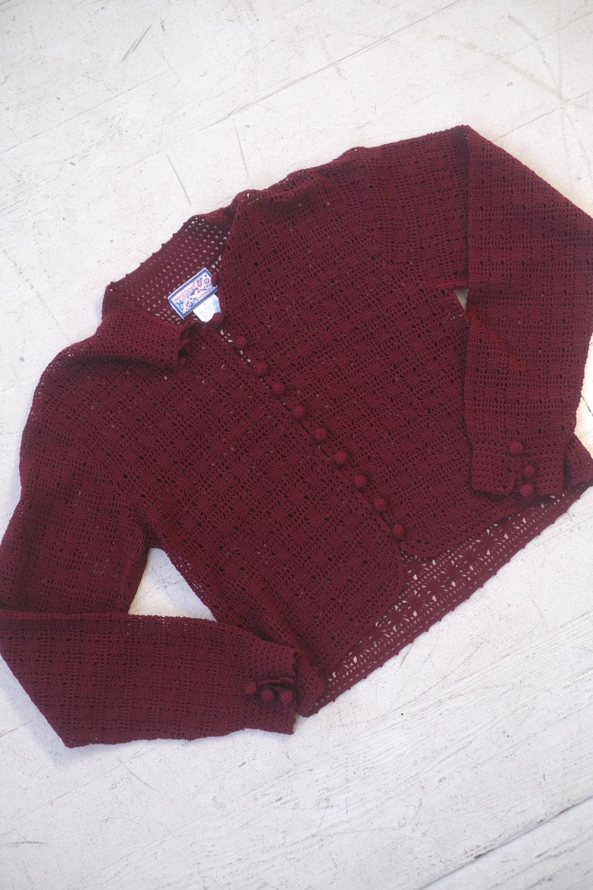 1990s Merlot Crochet Top